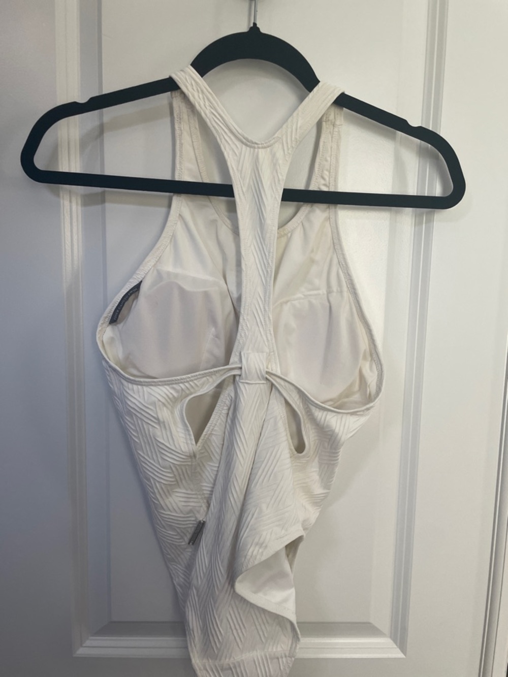 Vince Camuto Cream Textured Racerback One-Piece - Picture 3 of 3
